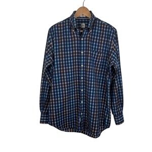 Peter Millar Men Plaid Button Down Shirt Size Medium Blue Preppy Academia Office